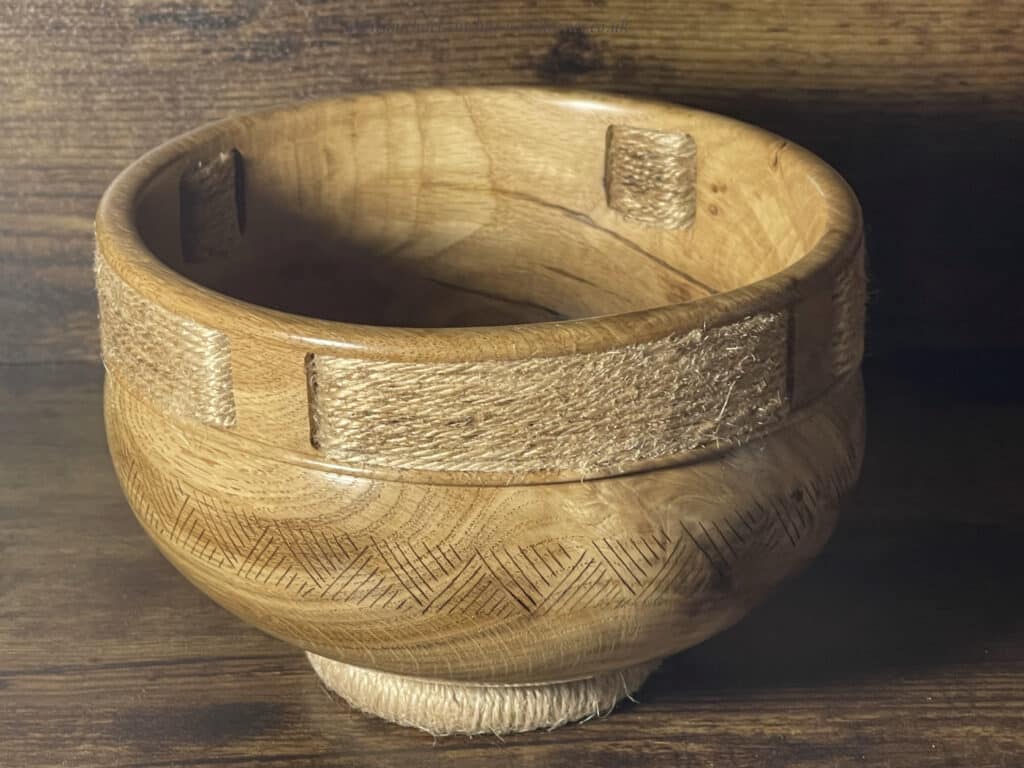 Scottish oak bowl with twine